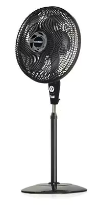 Ventilador de coluna Mallory Style TS+  com 6 pás e grade inteiriça, base redonda e botão de acionamento prata