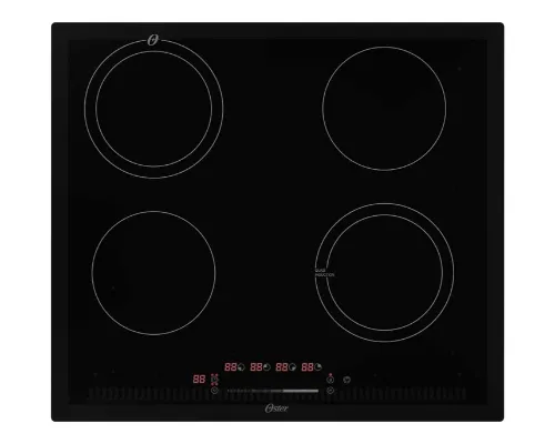 Cooktop por indução quadrado, com 4 zonas de tamanho semelhantes