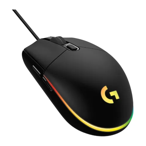 Mouse gaming oval pequeno com linha RGB posterior