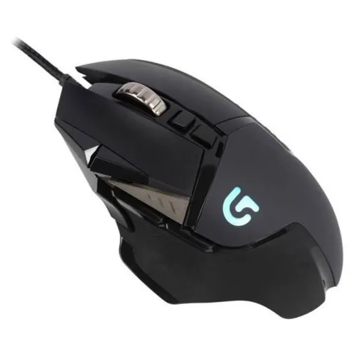 Mouse gamer retangular preto com símbolo da marca RGB