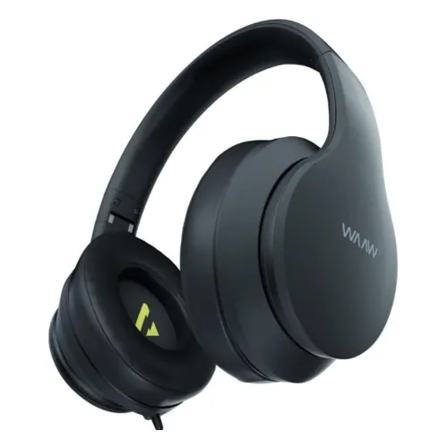 Fone de ouvido com fio over-ear preto com almofadas grossas