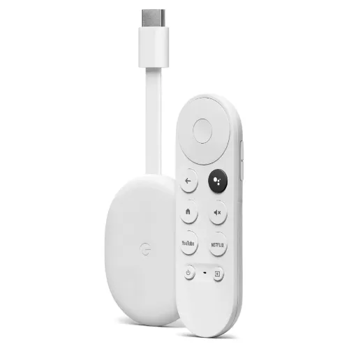 Aparelho para smart tv com conector oval e branco, com controle remoto de 13 botões